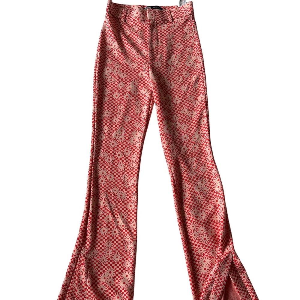 ZARA Floral Orange Flare Pants